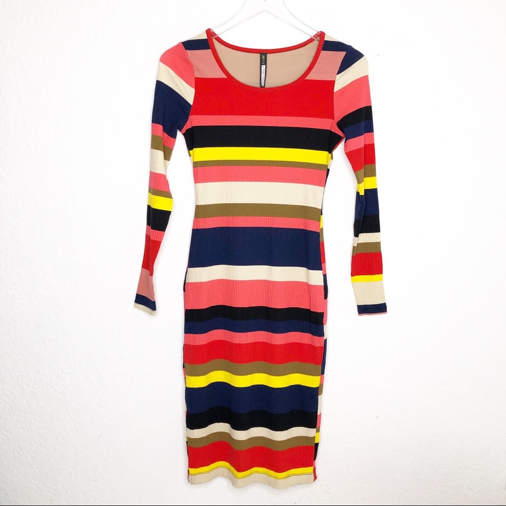 Plenty | Striped Bodycon Midi Dress Size XS